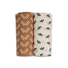 2-pack Cotton Swaddles - Mudcloth / Black Birds