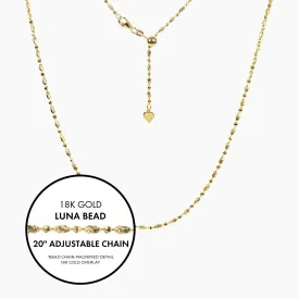 20" Italian Luna Bead Adjustable Chain (Gold)