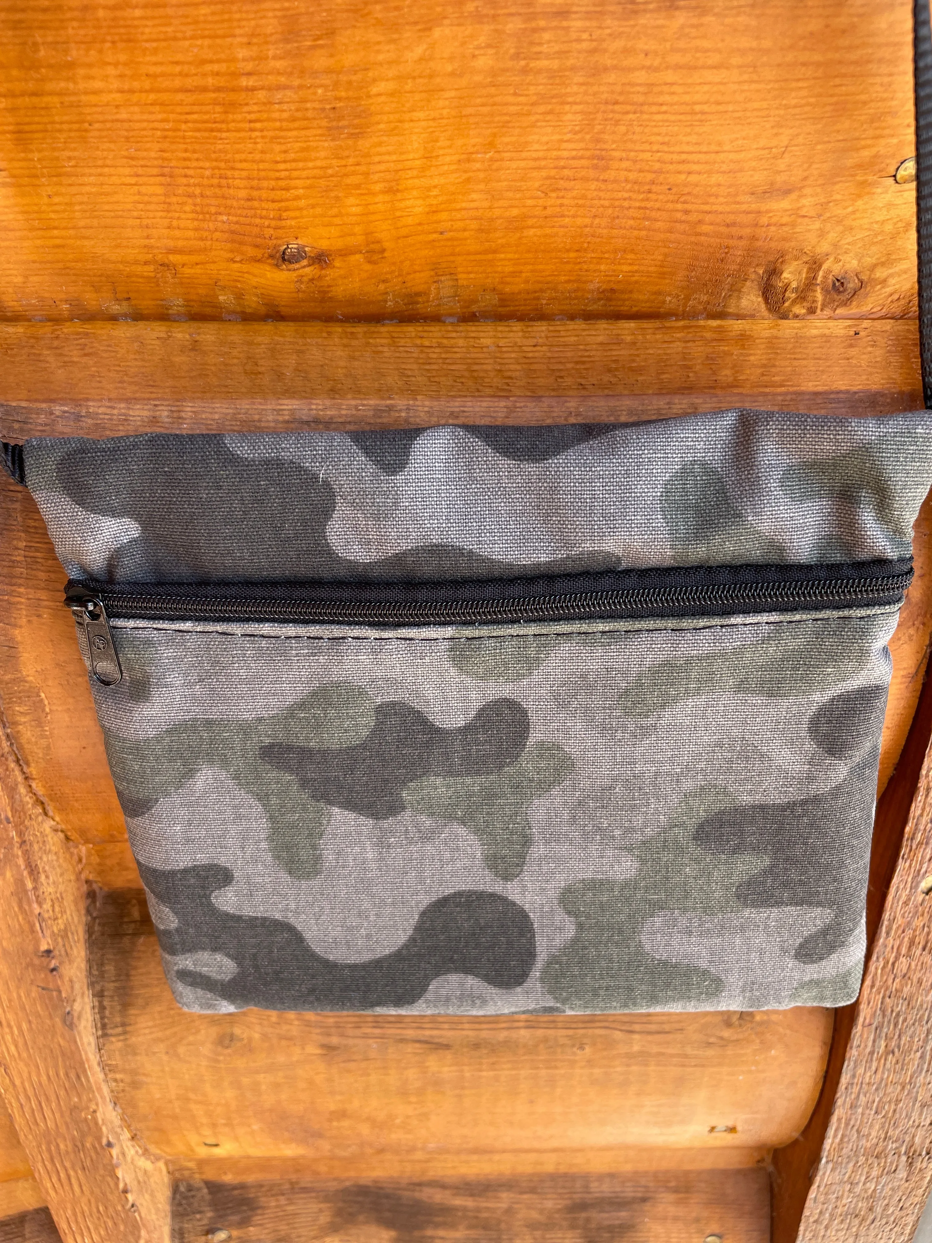 3 Zip Bag Black-Camo Print fabric