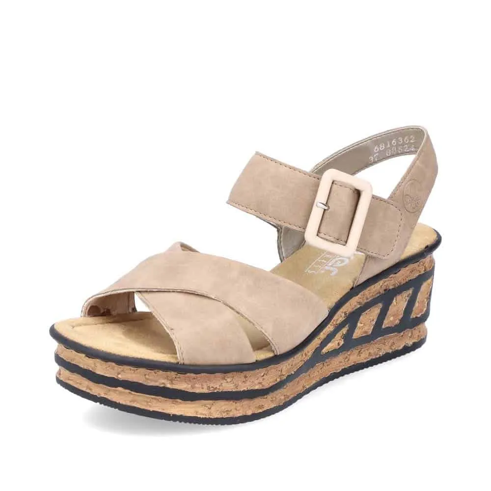 68163-62 Beige Cork Wedge