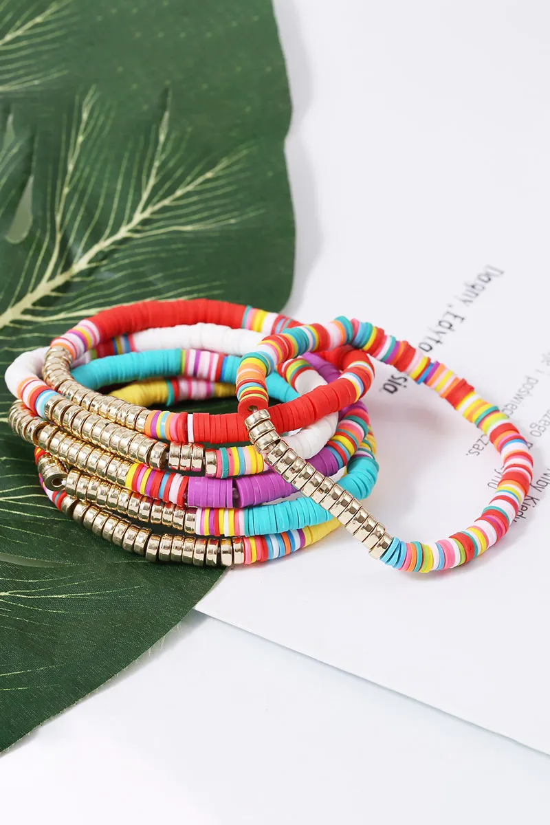 6PCS COLORFUL BEADED BRACELET, 6PCS PER 1 PACK