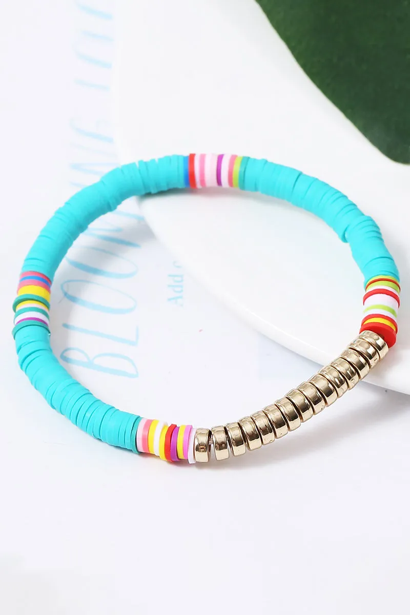 6PCS COLORFUL BEADED BRACELET, 6PCS PER 1 PACK