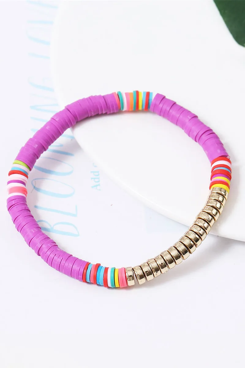 6PCS COLORFUL BEADED BRACELET, 6PCS PER 1 PACK