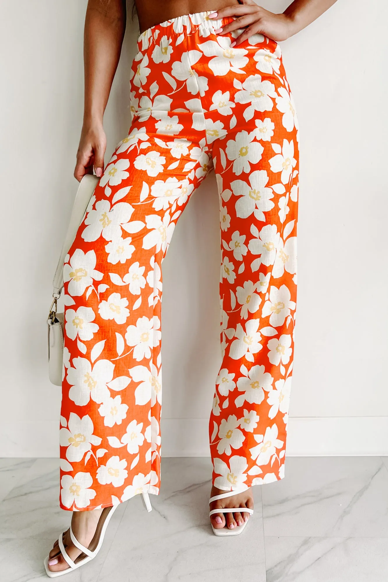 About To Blossom Floral Crop Top & Pant Set (Coral Combo)