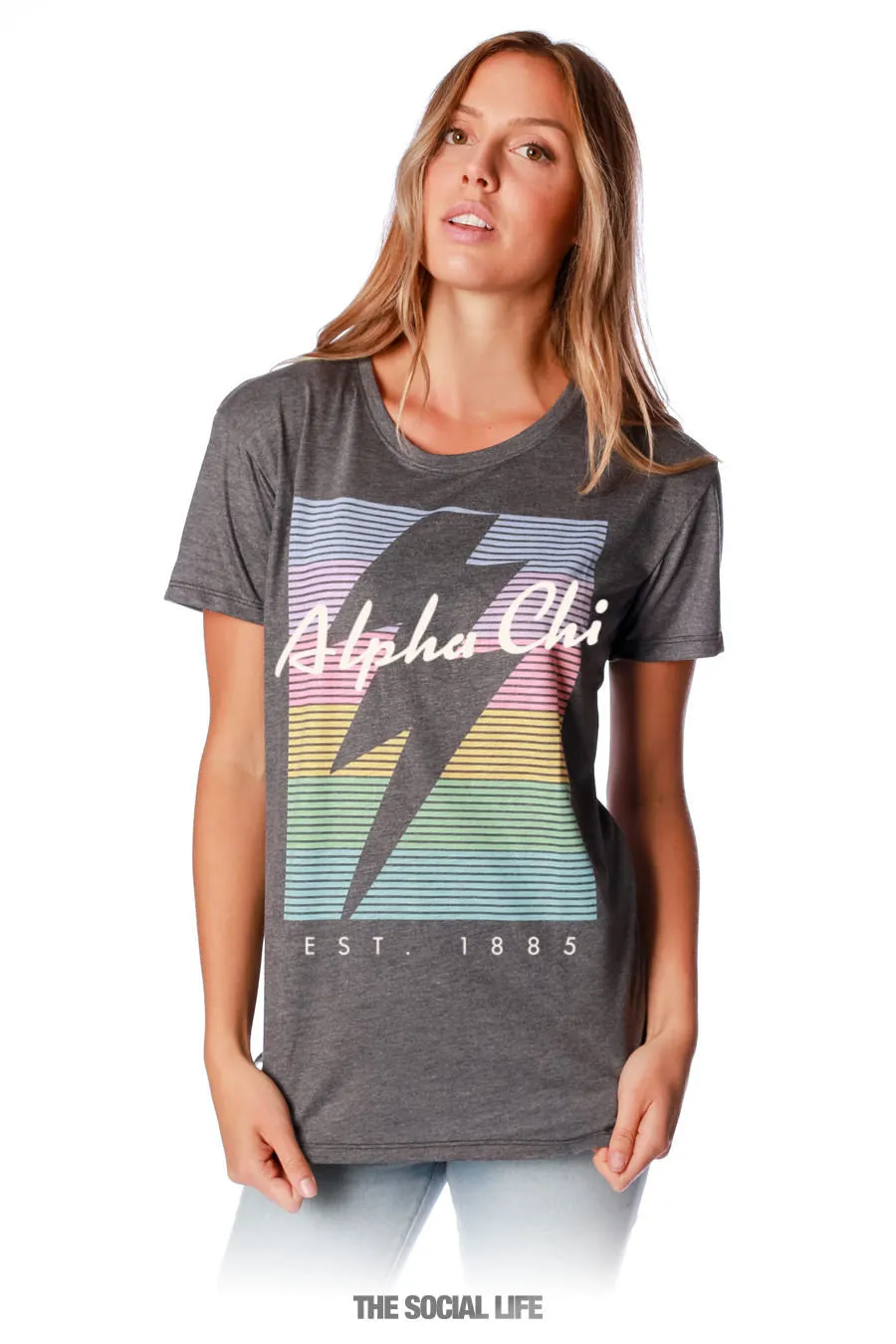 Alpha Chi Omega RainBolt Scoop Tee