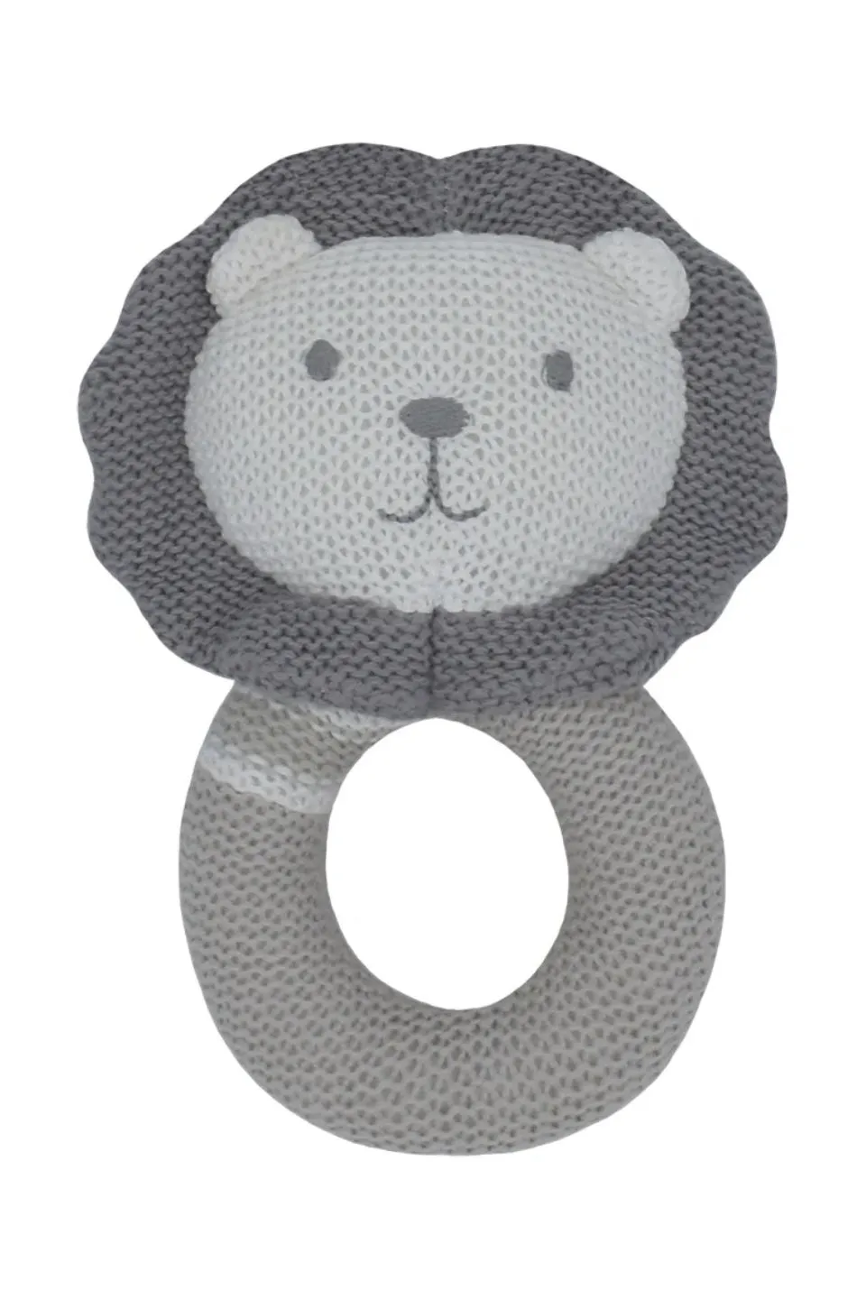 Austin the Lion Rattle   Charcoal Stripe Muslin Swaddle Grey