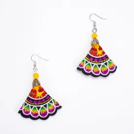 Black Red Hill Tribe Embroidery Earrings