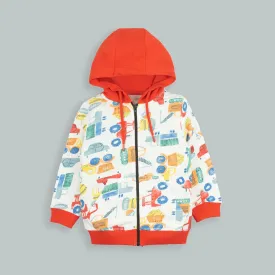 BOY'S AOP ZIP THROUGH HOODIE