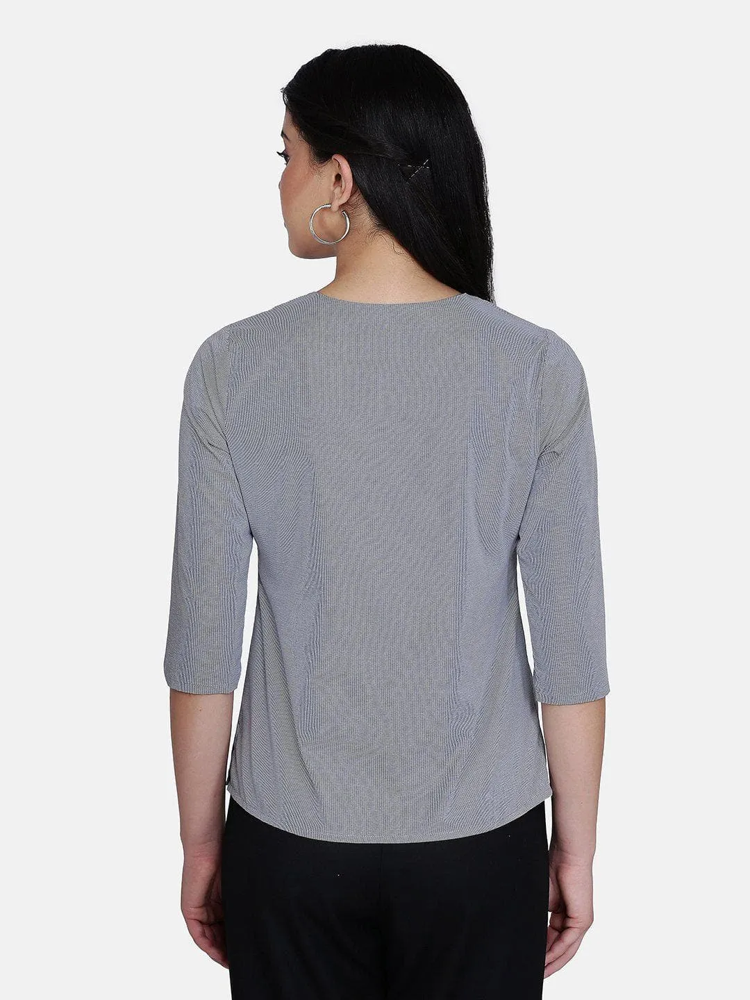 Button Detail Cotton Top - Grey