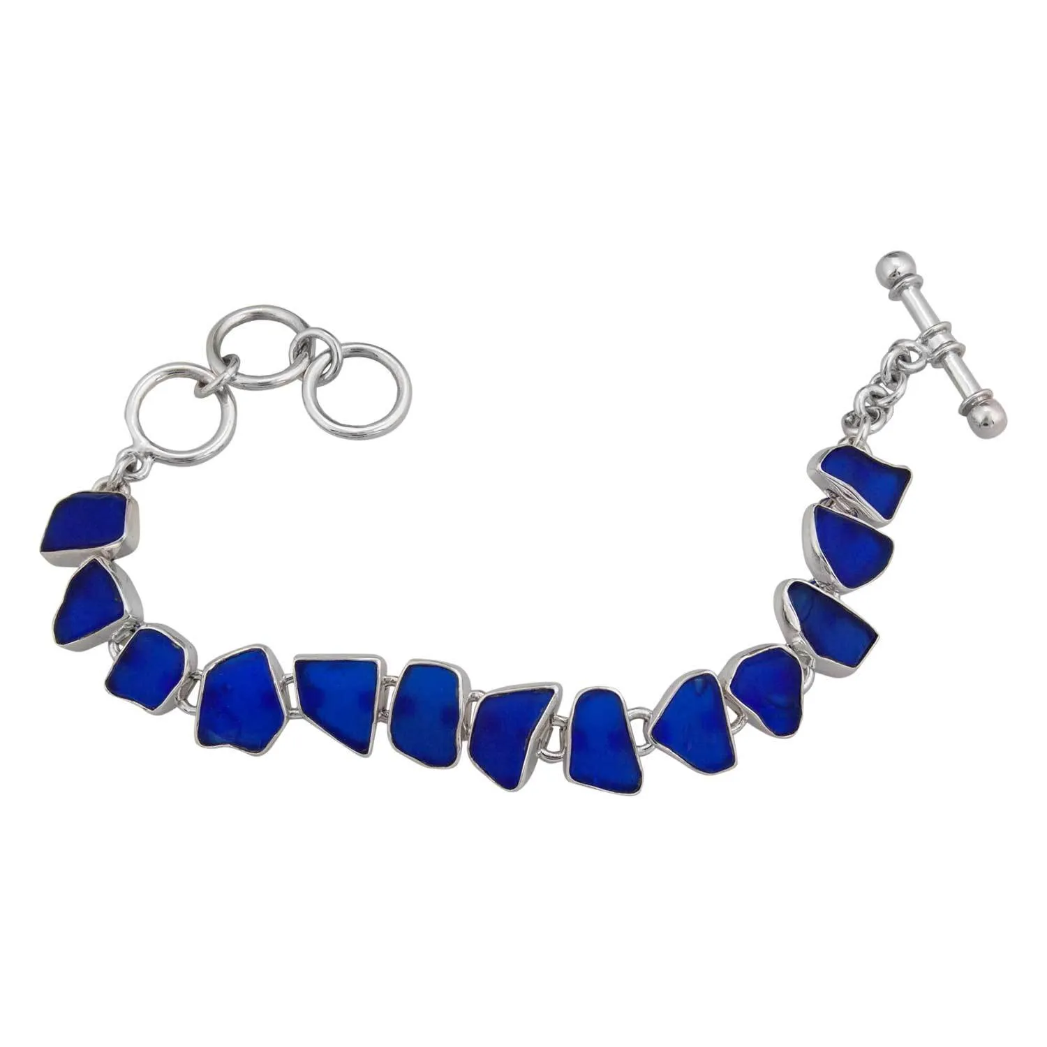 Charles Albert Silver - Beach Glass Bracelet - Cobalt Blue