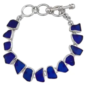 Charles Albert Silver - Beach Glass Bracelet - Cobalt Blue