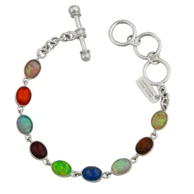 Charles Albert Sterling Silver Multi Colored Lab Created Opal Bracelet