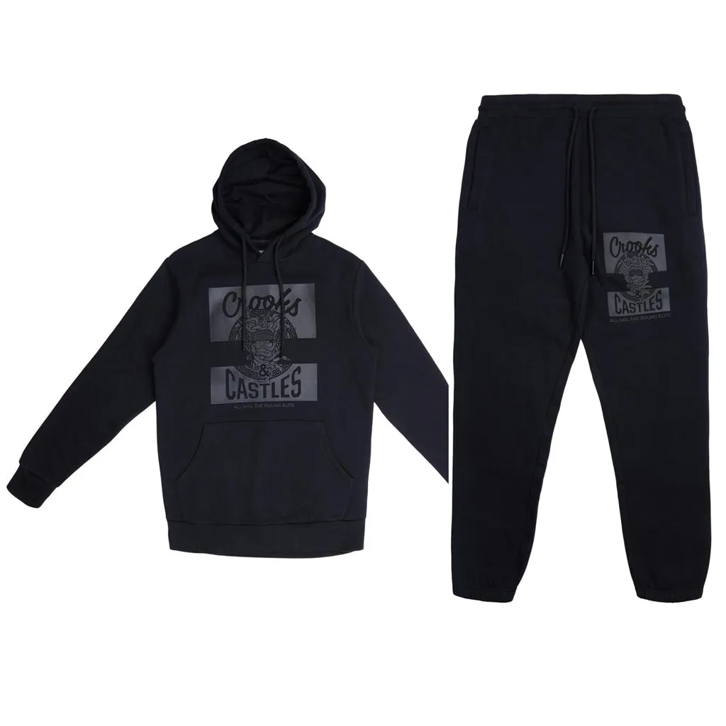 Crooks & Castles Mad Klepto Hooded Tracksuit Black Black