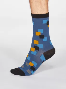 Evan Square Socks - Denim Blue