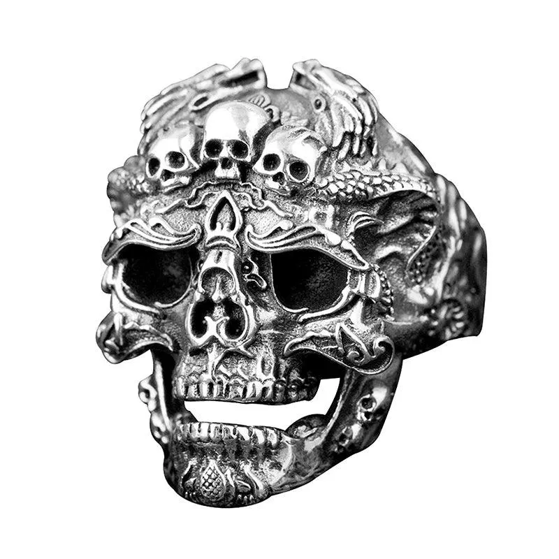 Gothic Punk Ring For Men Retro Skeleton