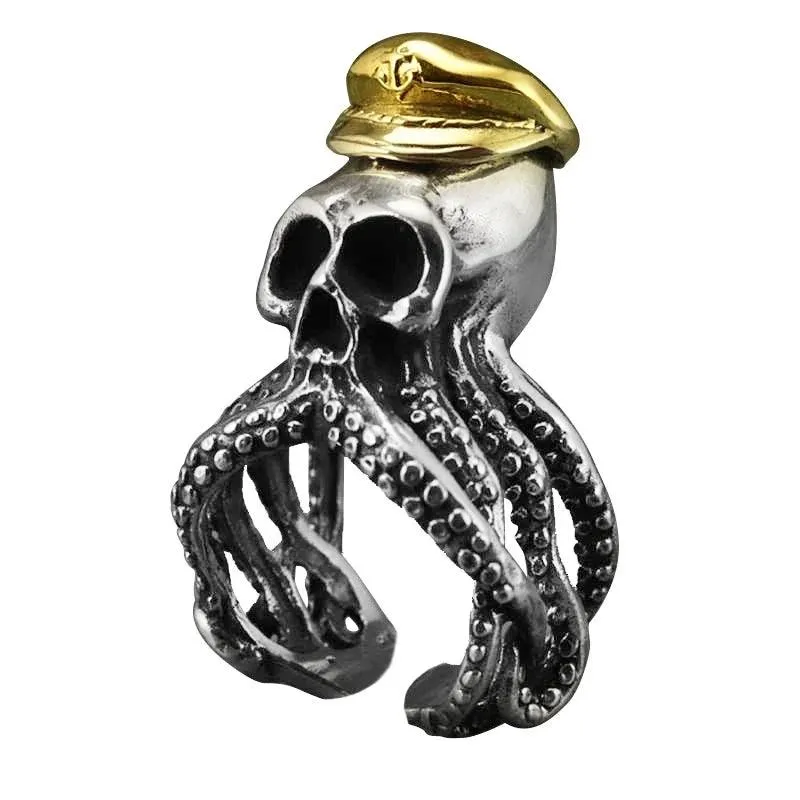 Gothic Punk Ring For Men Retro Skeleton