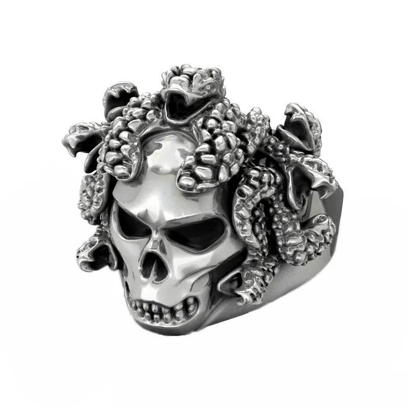 Gothic Punk Ring For Men Retro Skeleton