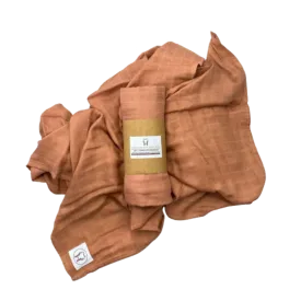 Halo & Horns Baby Swaddle/Wrap Organic Bamboo Muslin - Clay