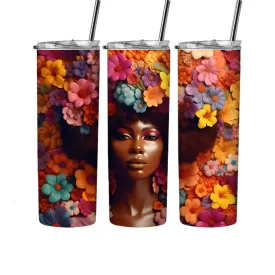 Indulge in Sophistication with our Ready to Press Black Girl Magic Melanin Sista Sublimation Tumbler Wrap - 20oz Skinny Tumble