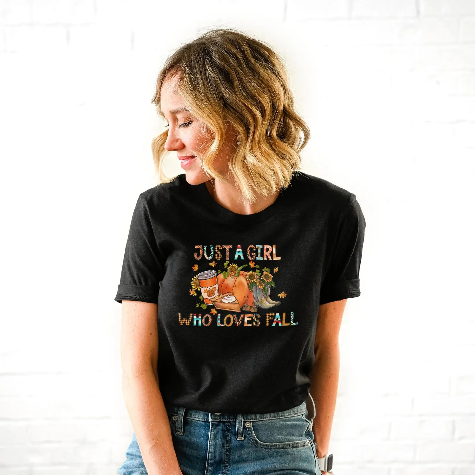 Just a Girl Who Loves Fall Block Tee