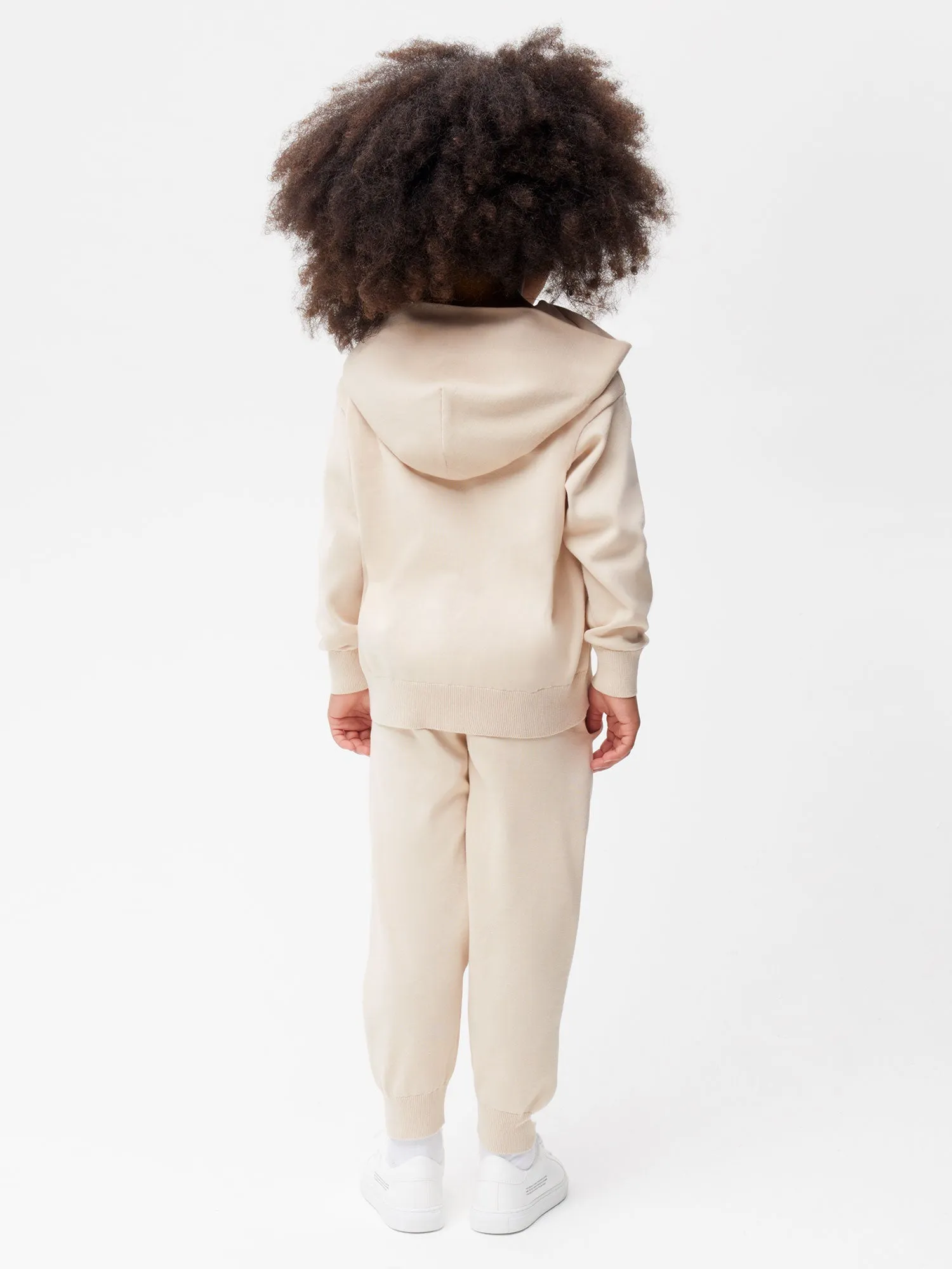 Kids' Organic Cotton Knit Hoodie—sand