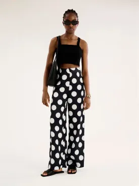 Lynx Satin Wide Leg Spot Print Trouser