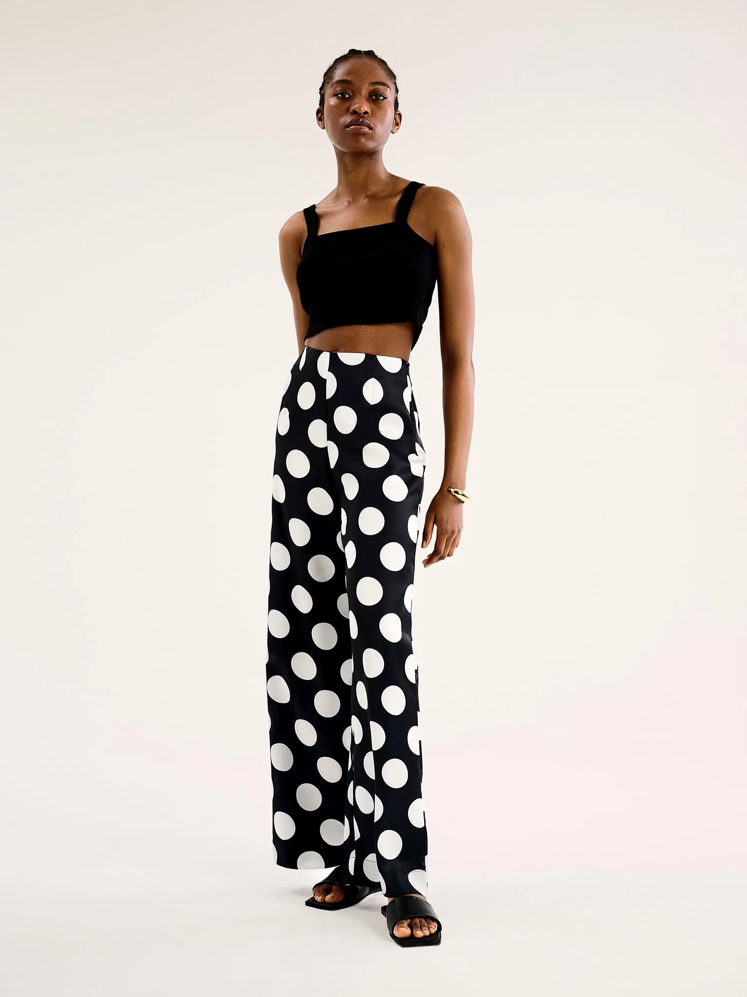 Lynx Satin Wide Leg Spot Print Trouser