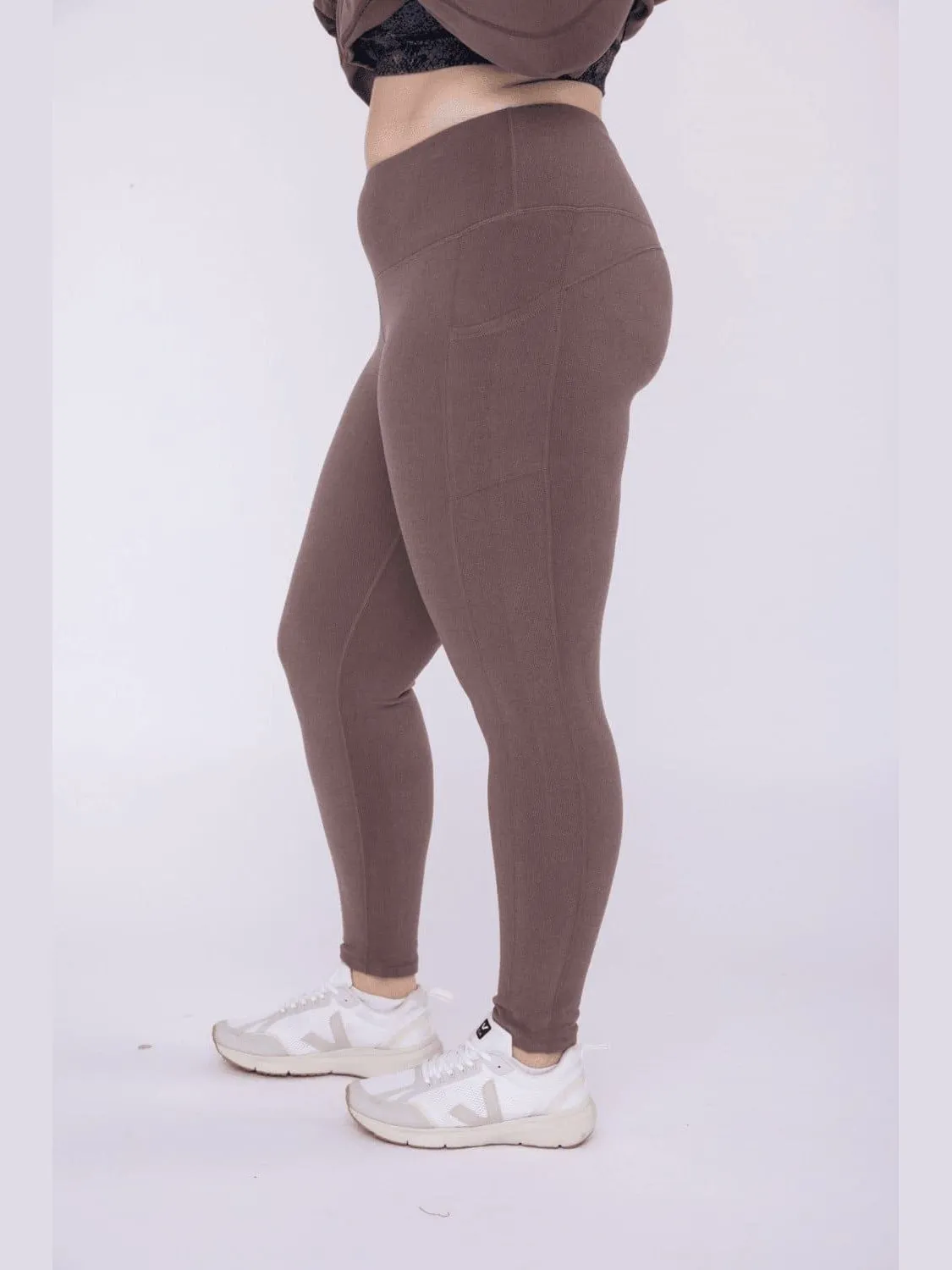 Micro-Ribbed Swoop Back High-Waisted Pocket Leggings