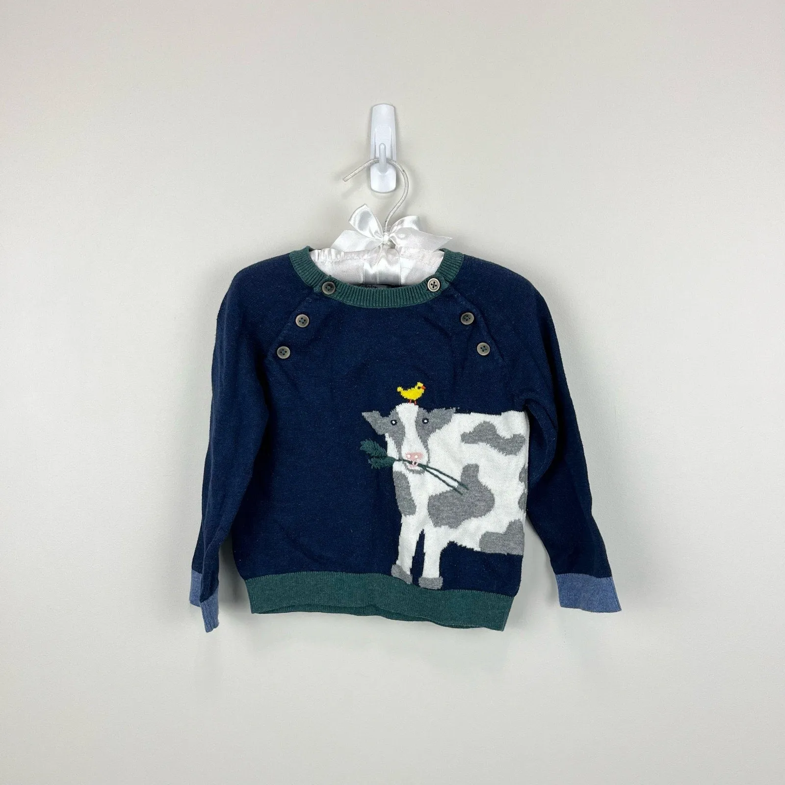 Mini Boden Fun Knitted Front and Back Cow Sweater 18-24 Months