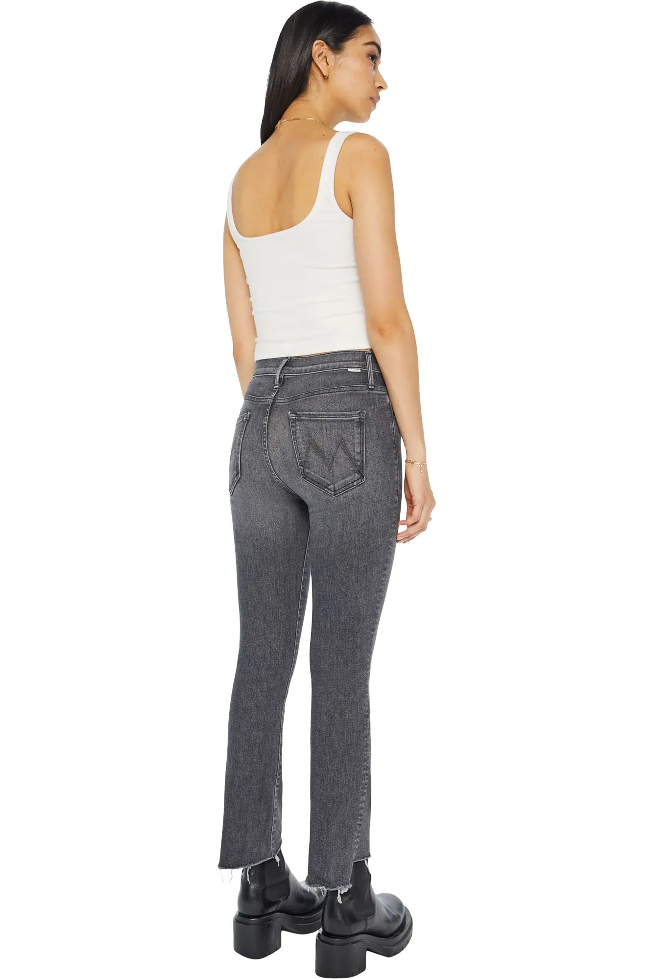 MOTHER Denim Insider Crop Step Fray in Up in Smoke