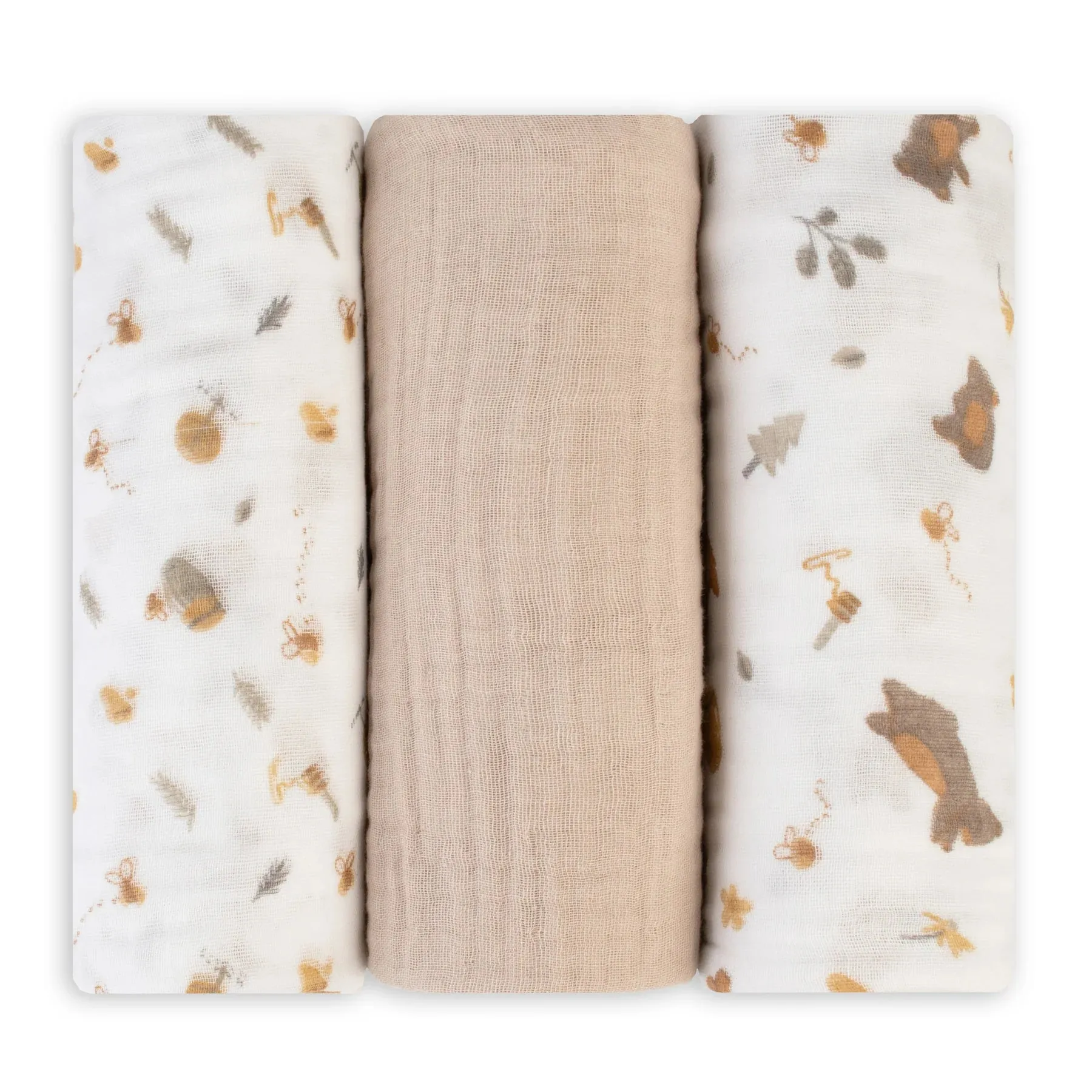 Muslin Swaddle 3pk - Nectar Bear