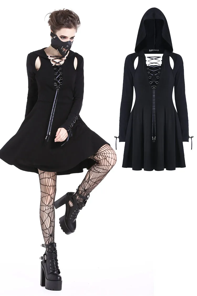 Punk sexy slit hooded dress DW215