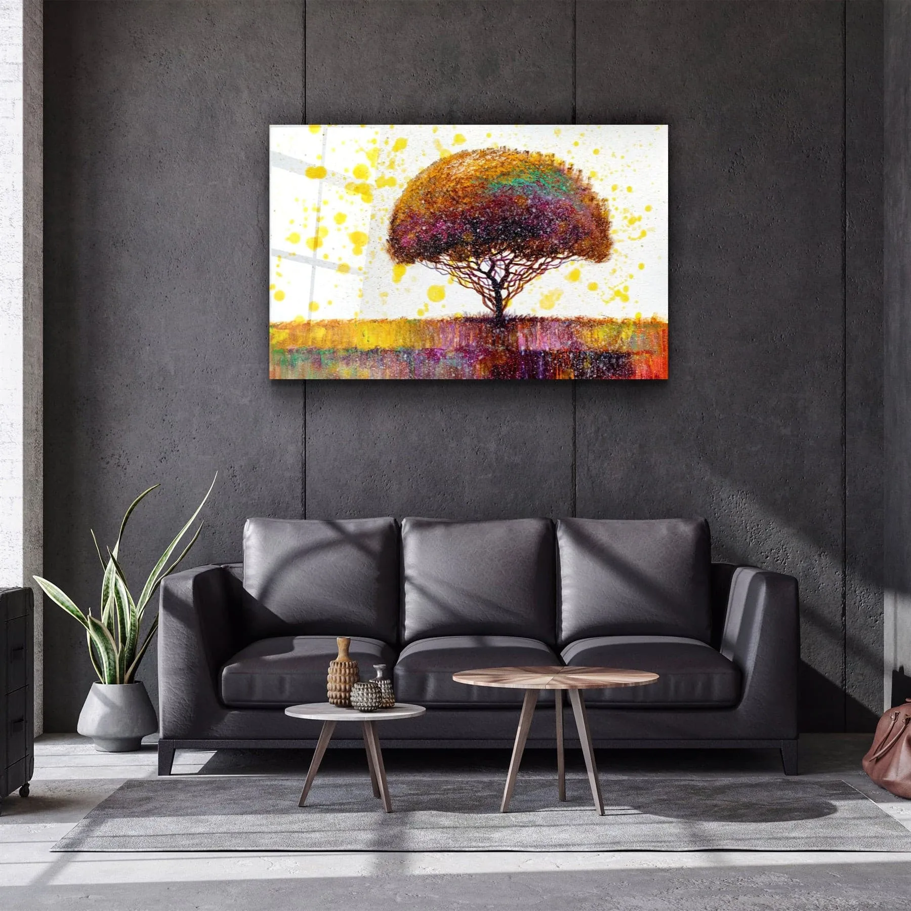 ・"Abstract Colorful Tree"・Glass Wall Art