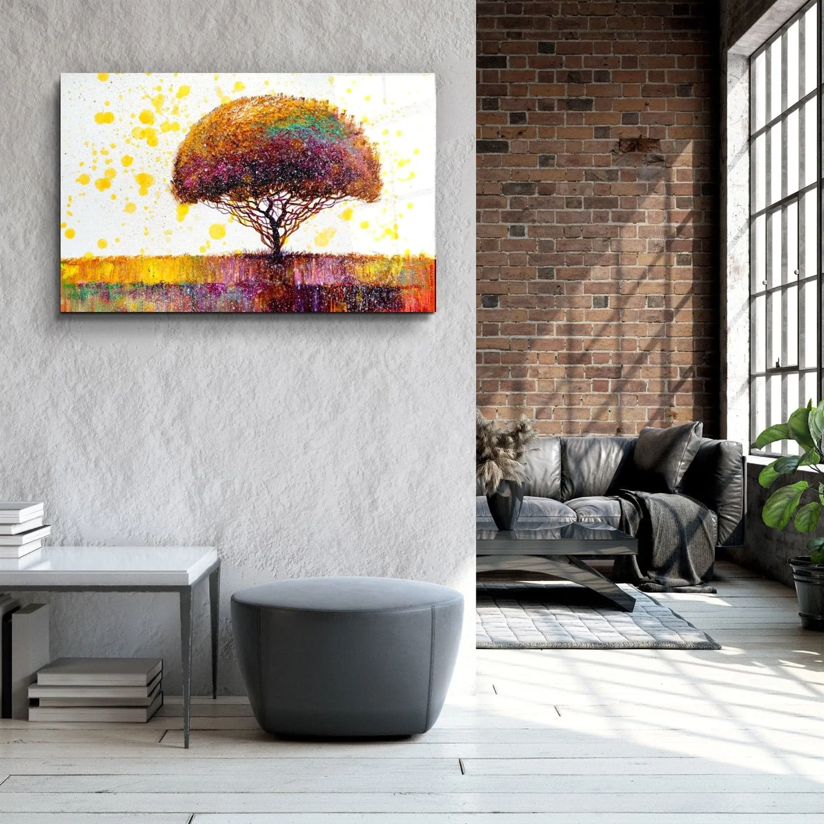 ・"Abstract Colorful Tree"・Glass Wall Art