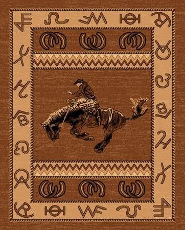 "Bucking Bronc'" Western Area Rug  (5 Sizes Available)