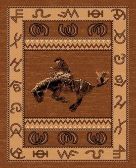 "Bucking Bronc'" Western Area Rug  (5 Sizes Available)