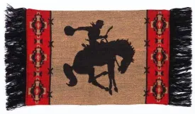 "Bucking Bronc" Woven Red Western Placemat - 13" x 9"