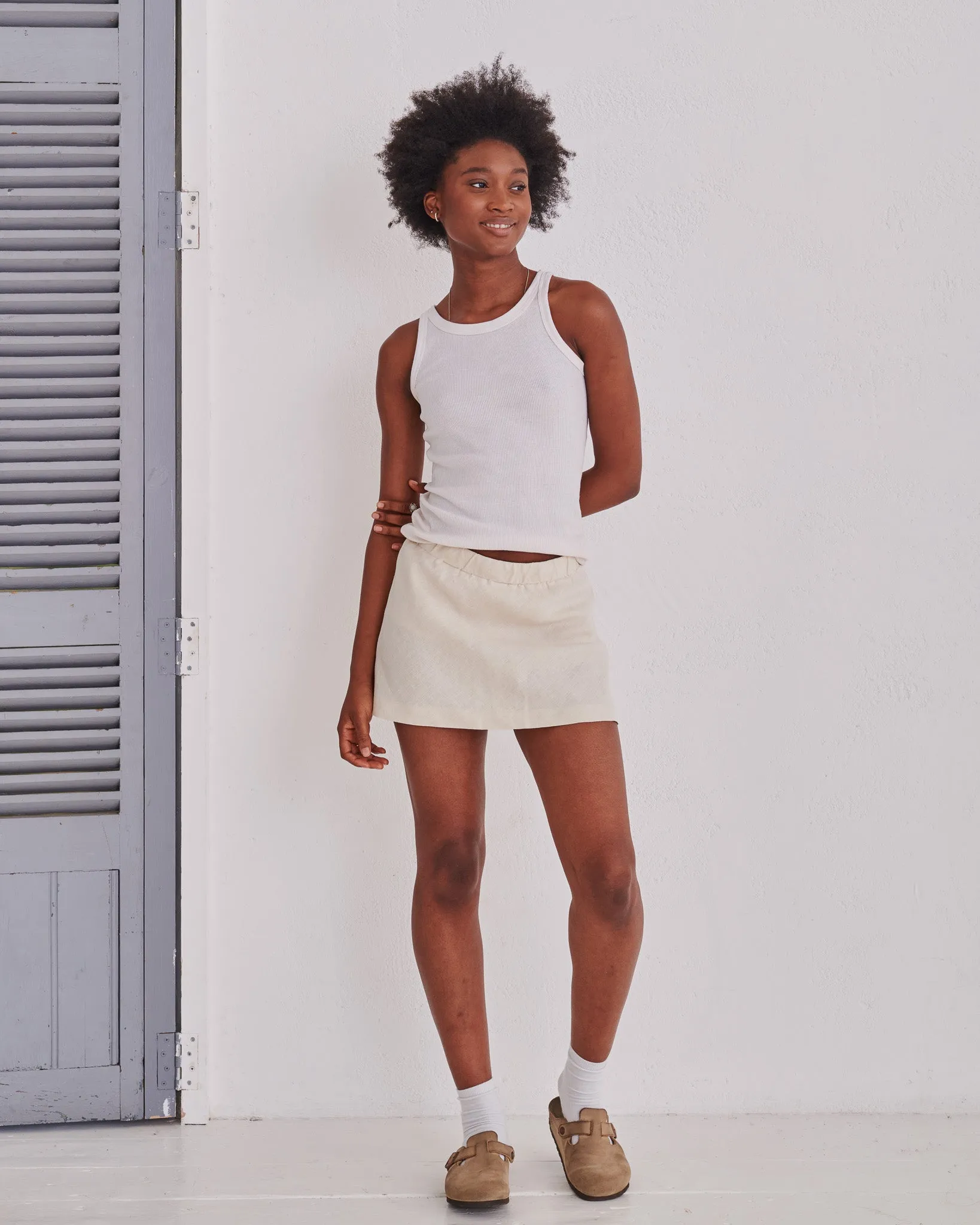 Sand and White Hemp Skort