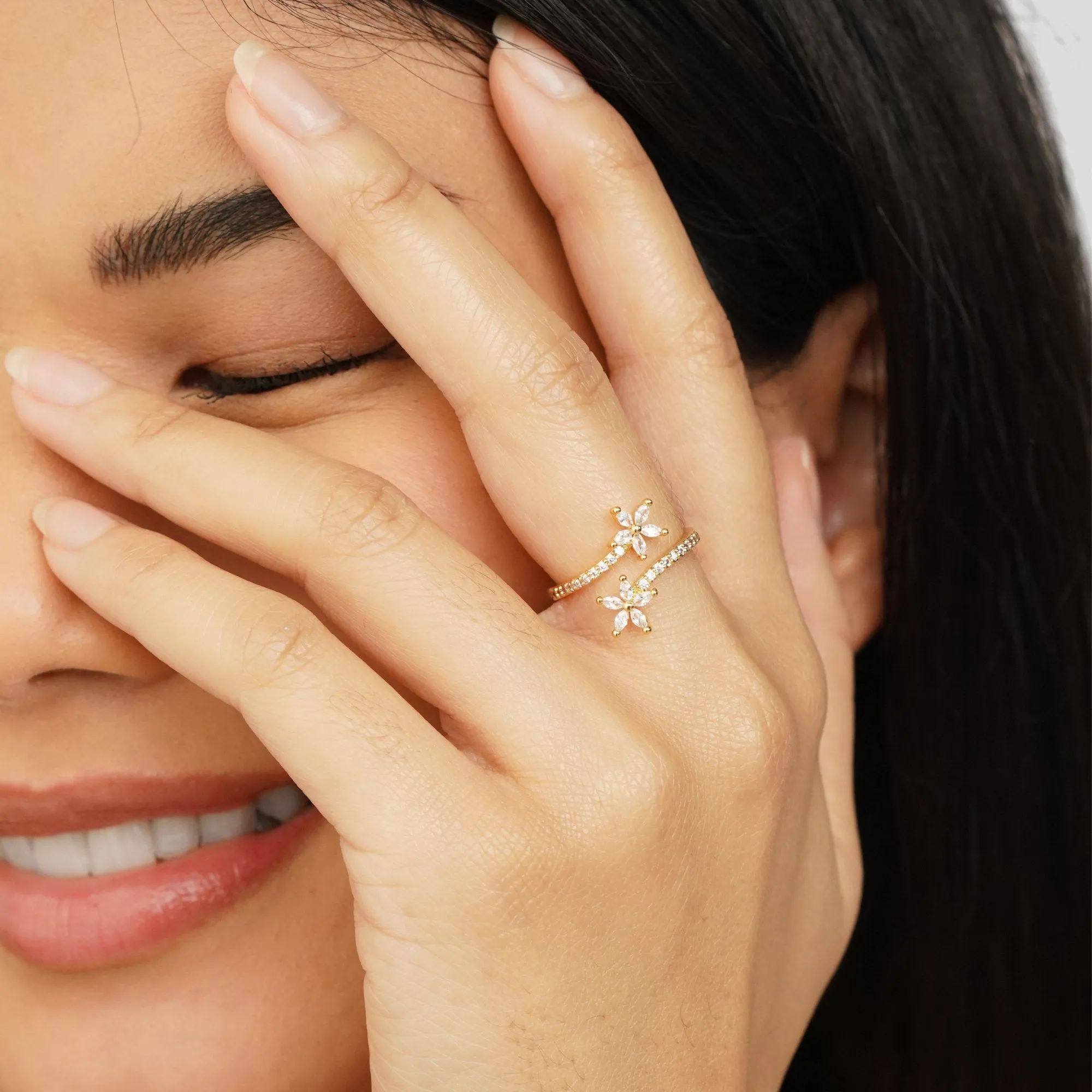 Spring Bloom Gold Crystal Ring