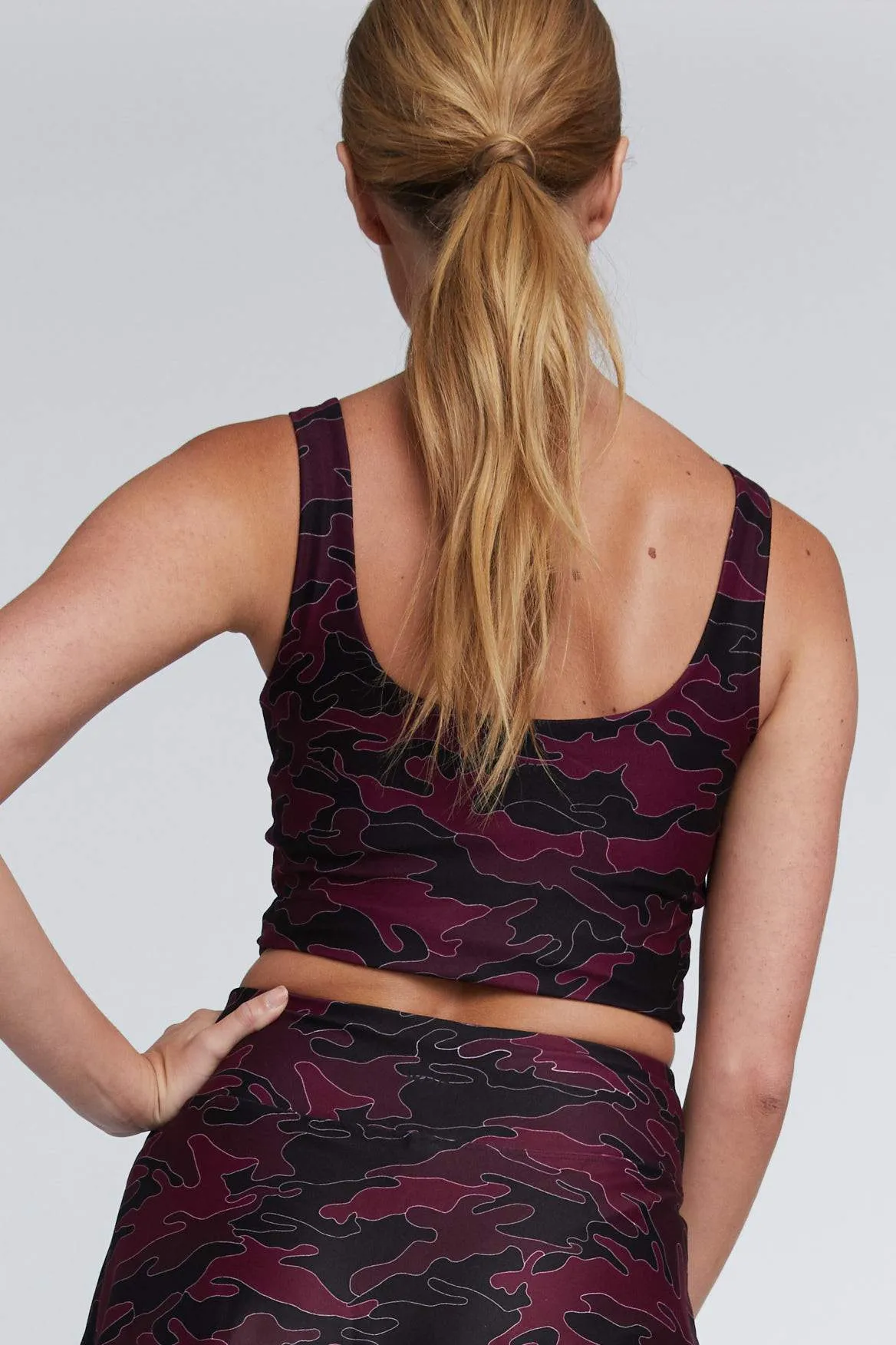 Thalia Cropped Tank Burgundy Line Camo