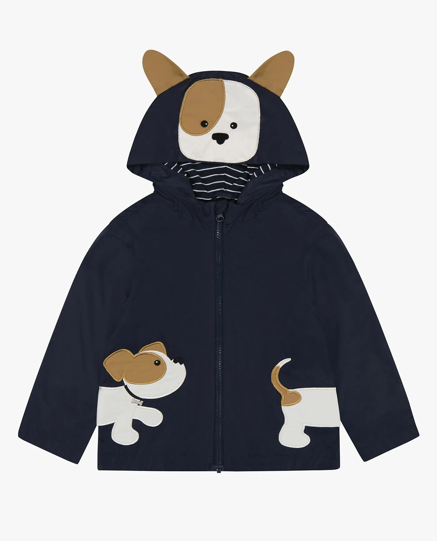 TODDLER BOYS PUPPY ZIP FRONT HOODED RAINCOAT