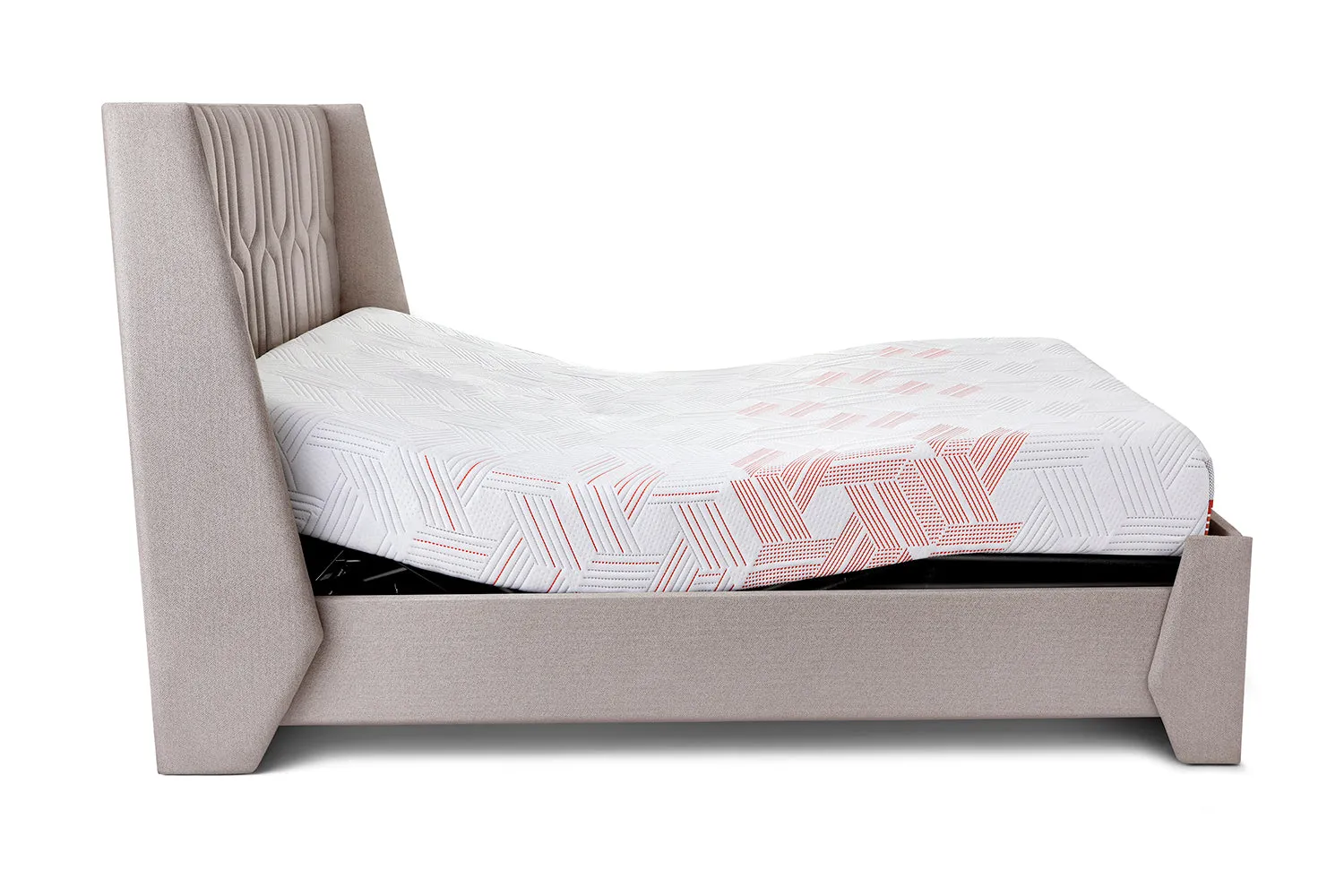 Wave Plus Adjustable Bed with Tranquil Lime Shell Upholstered Bed and Quboid Mattress