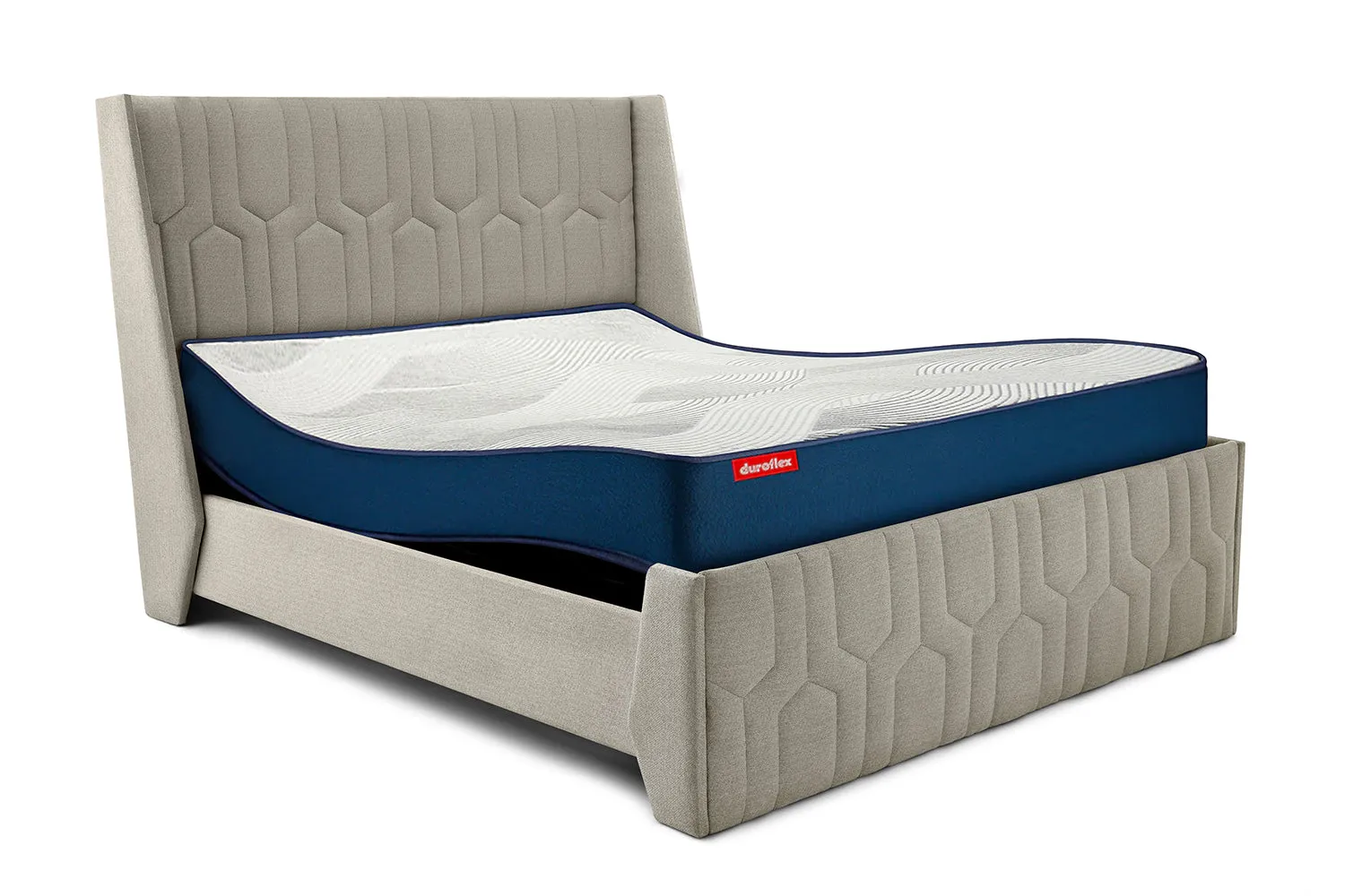 Wave Plus Adjustable Bed with Tranquil Sea Shell Upholstered Bed and Livein Orthopedic Mattress