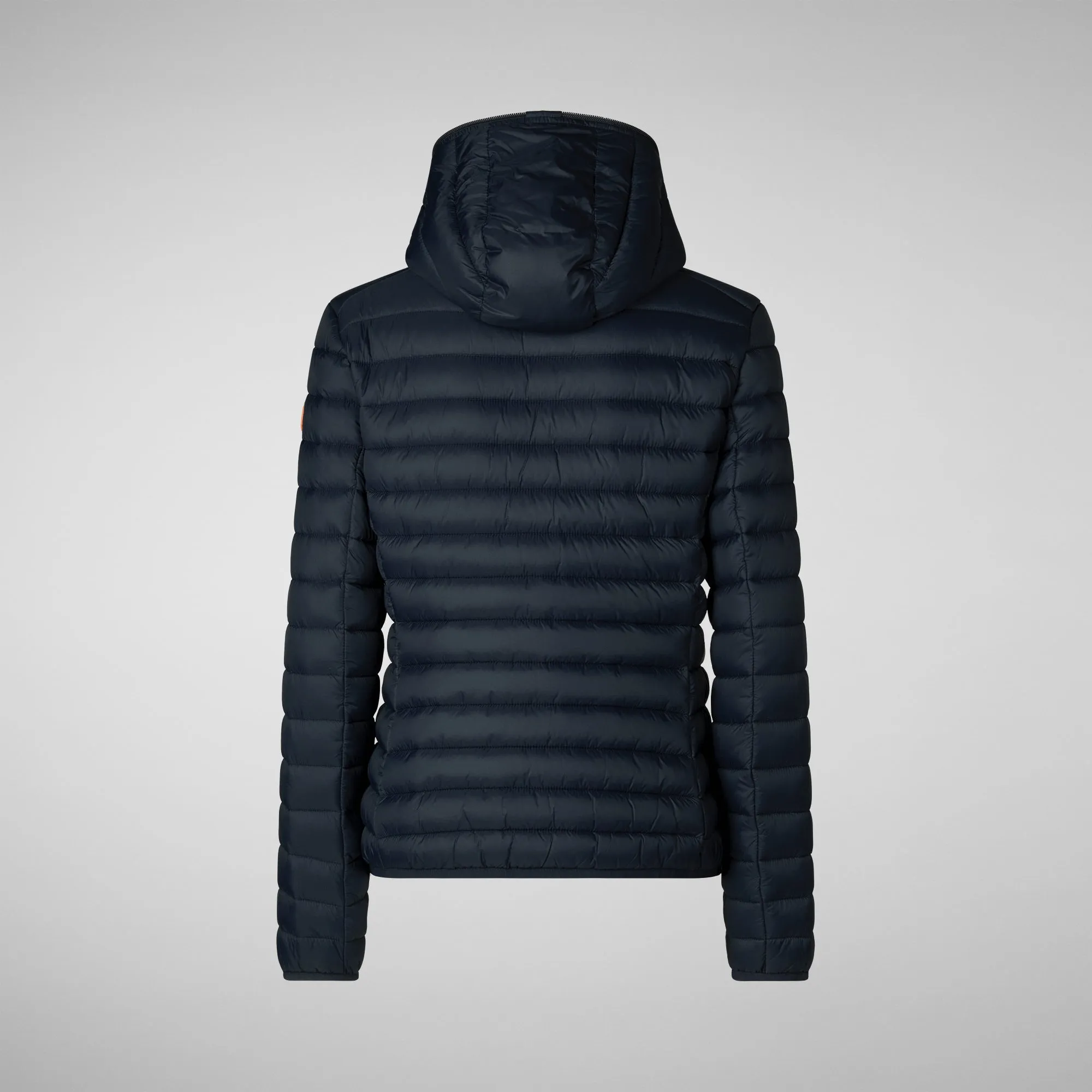 Woman's animal free hooded puffer jacket Daisy in blue black