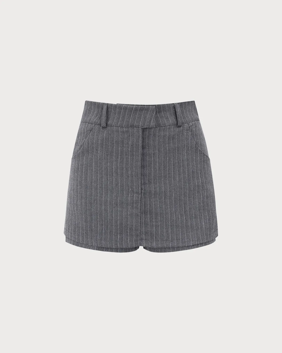 Women's Grey High-waisted Pocket Skort