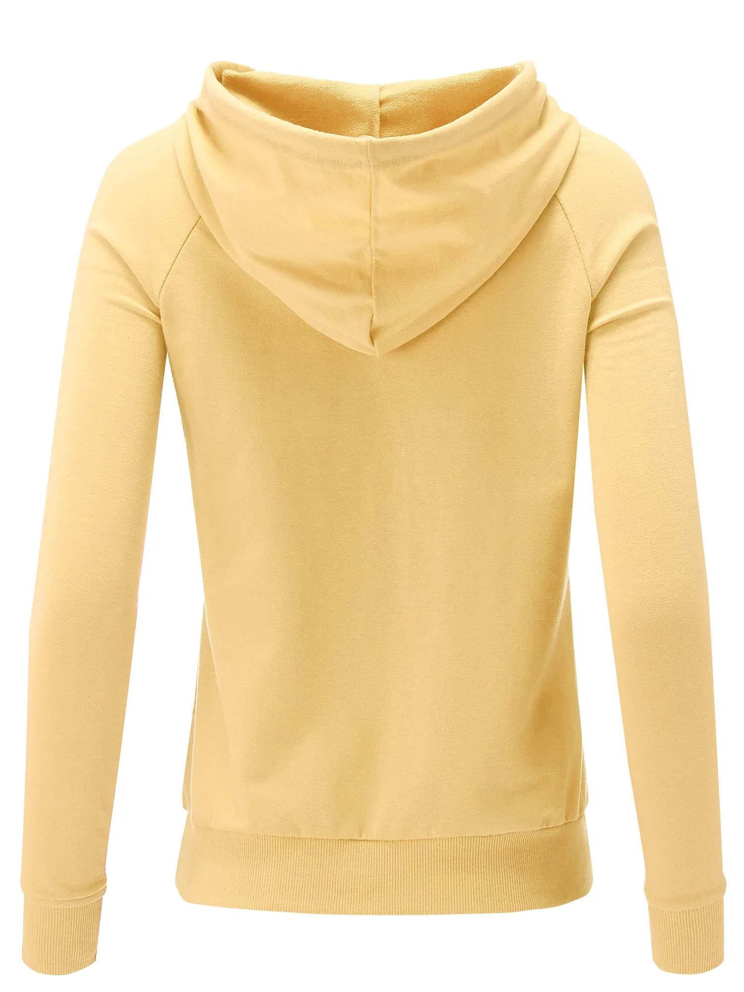 Women's Solid Casual Long Sleeve Hoodie with Kangaroo Pocket (FWH1078)