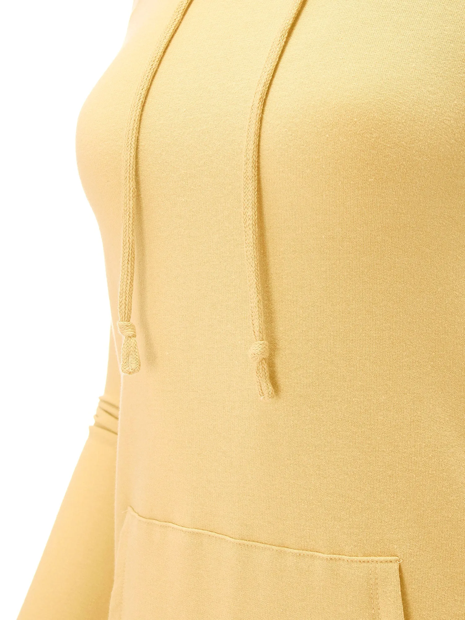 Women's Solid Casual Long Sleeve Hoodie with Kangaroo Pocket (FWH1078)