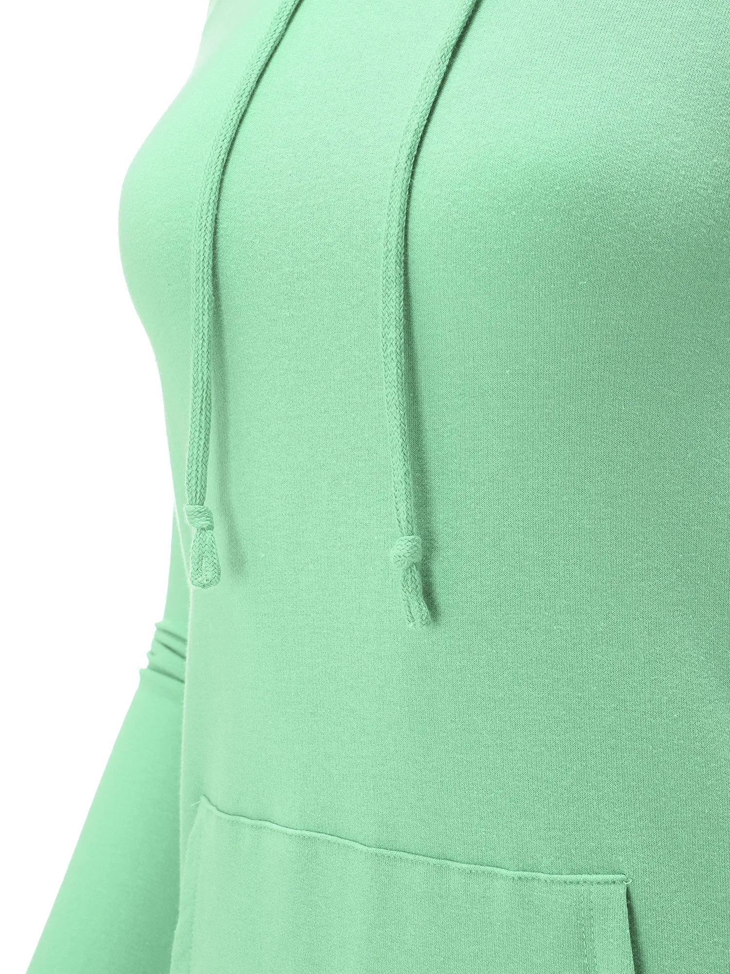 Women's Solid Casual Long Sleeve Hoodie with Kangaroo Pocket (FWH1078)