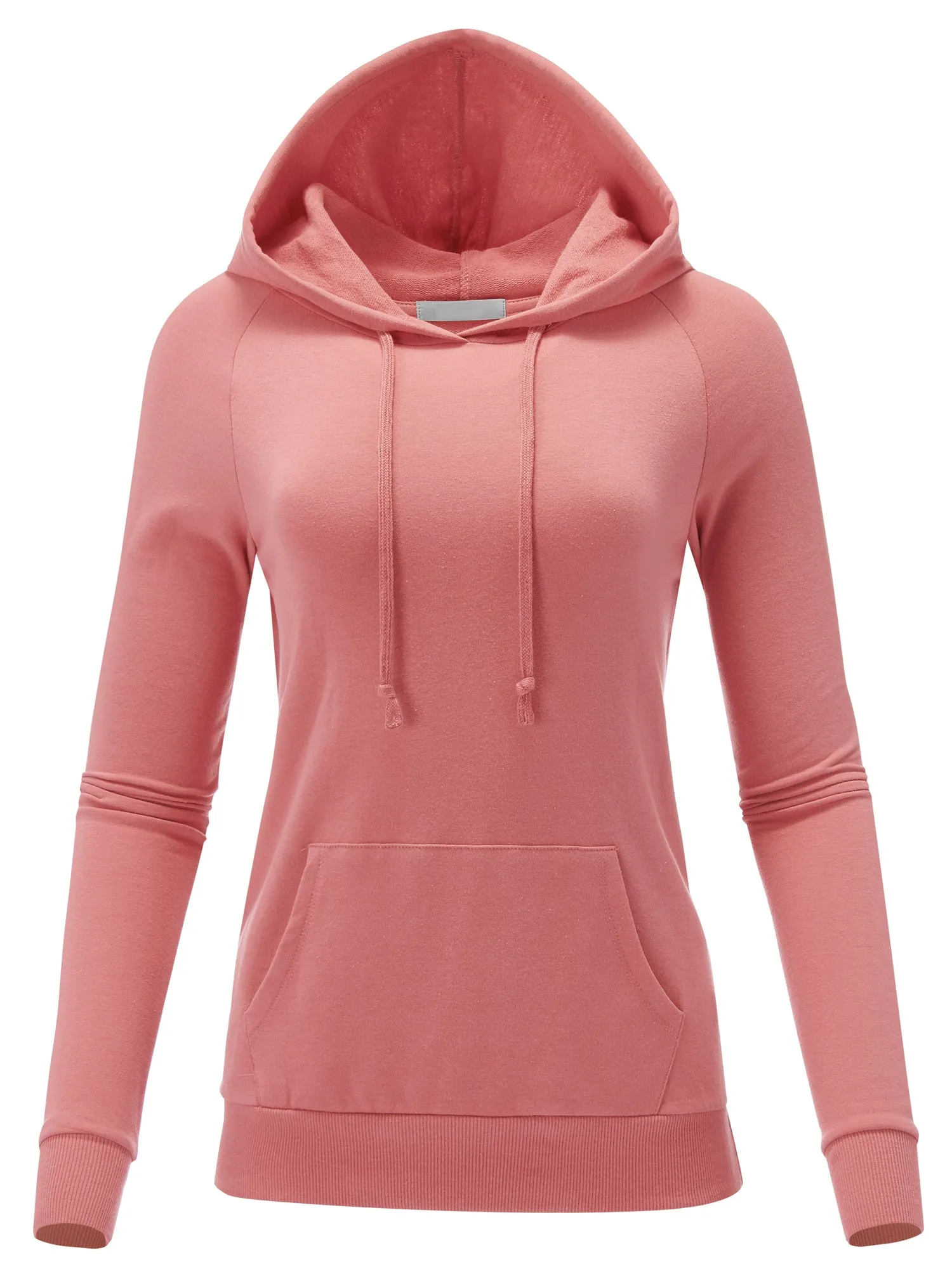 Women's Solid Casual Long Sleeve Hoodie with Kangaroo Pocket (FWH1078)