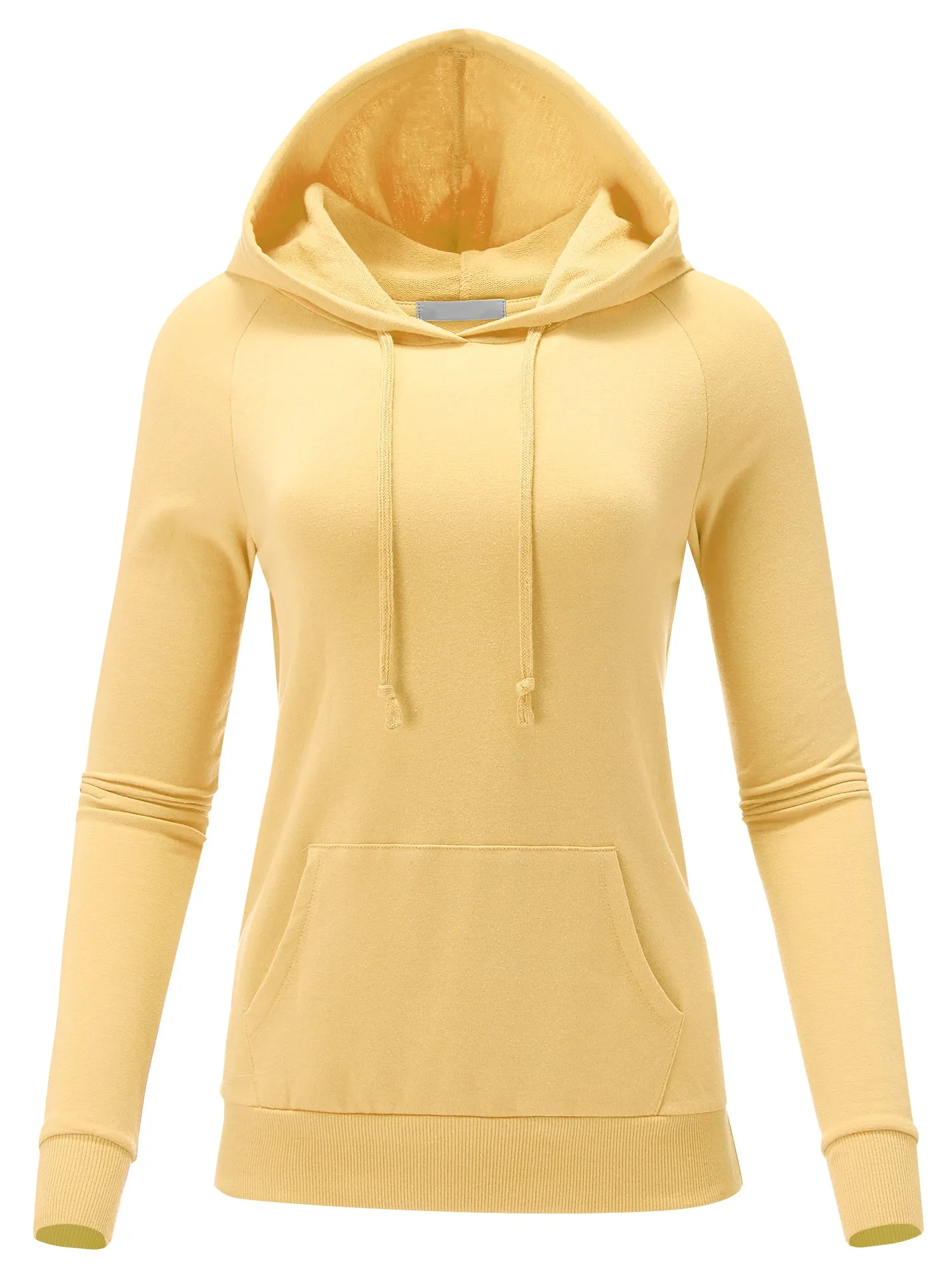 Women's Solid Casual Long Sleeve Hoodie with Kangaroo Pocket (FWH1078)